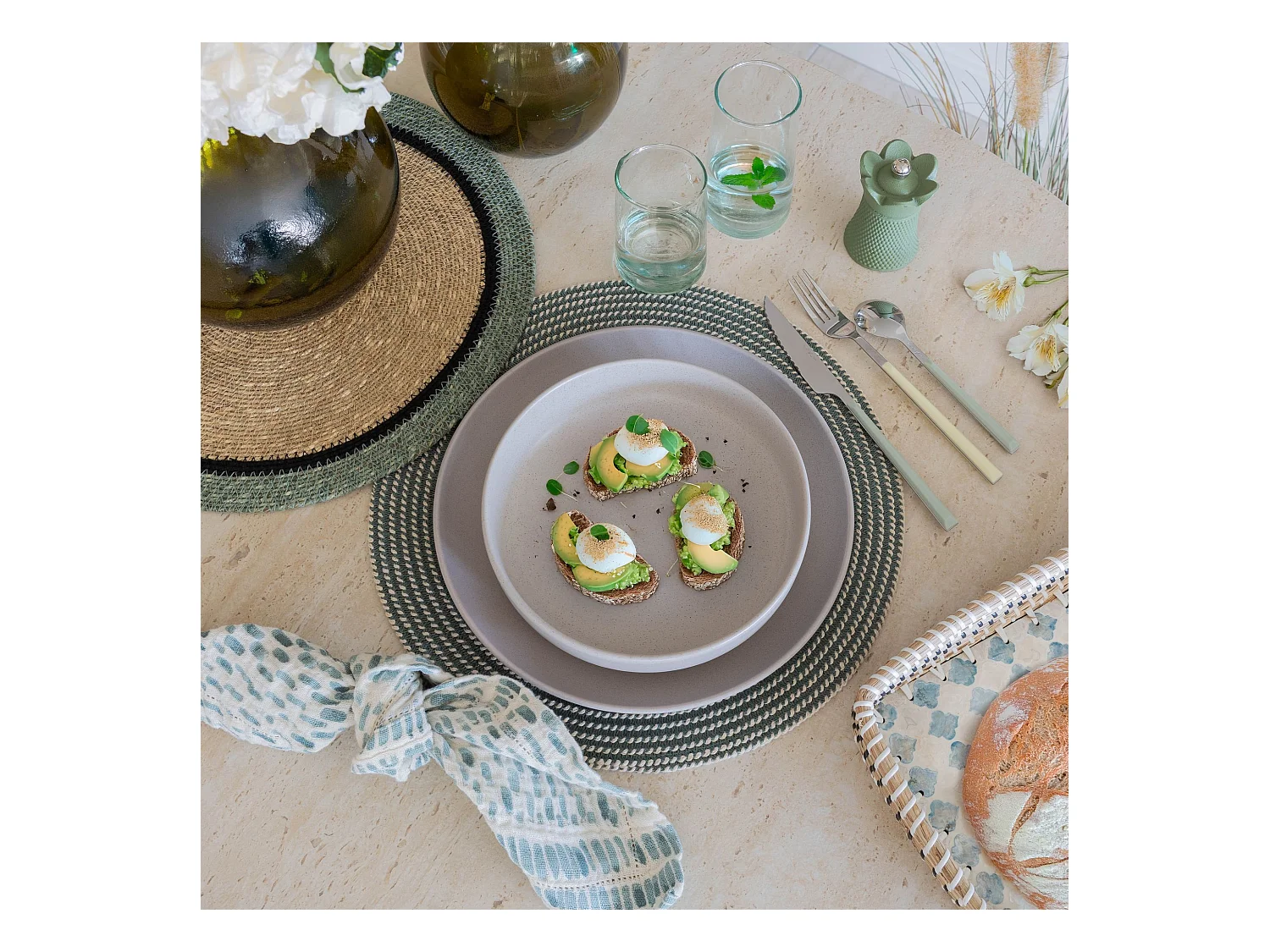 Novastyl - Lot 6 Assiettes Coupes Arita 20.5cm En Gres Gris