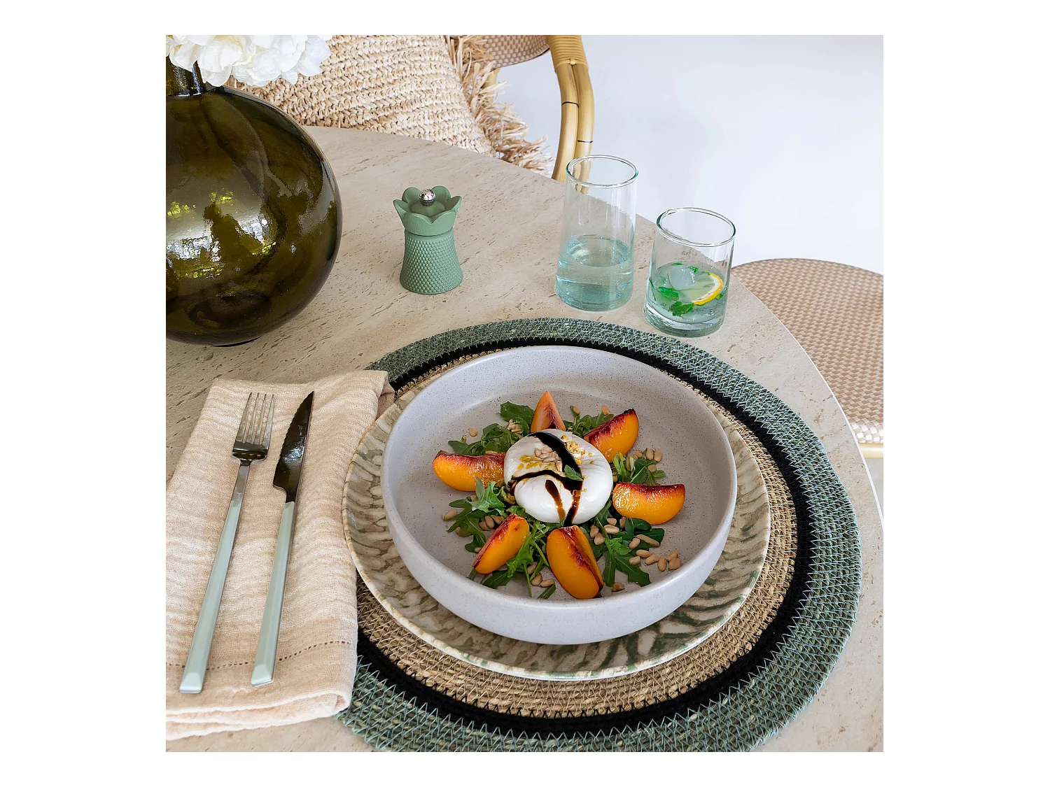 Novastyl - Lot 6 Assiettes Coupes Arita 20.5cm En Gres Gris