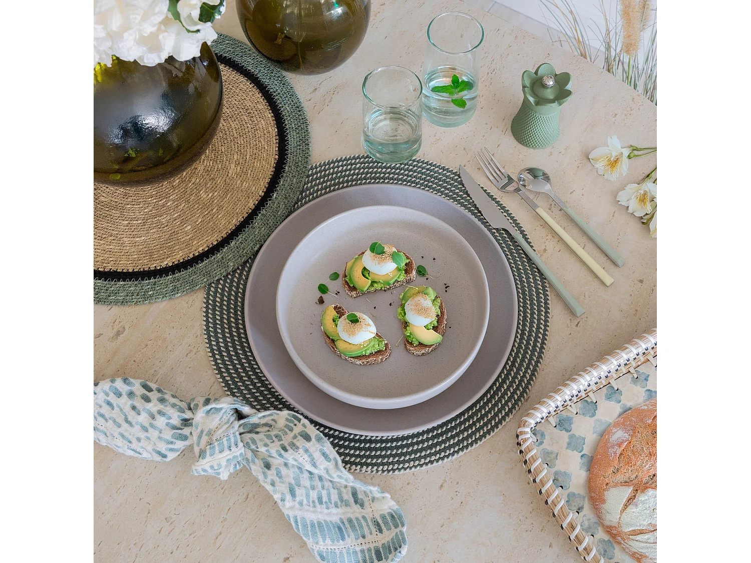 Novastyl - Lot 6 Assiettes Coupes Arita 20.5cm En Gres Gris