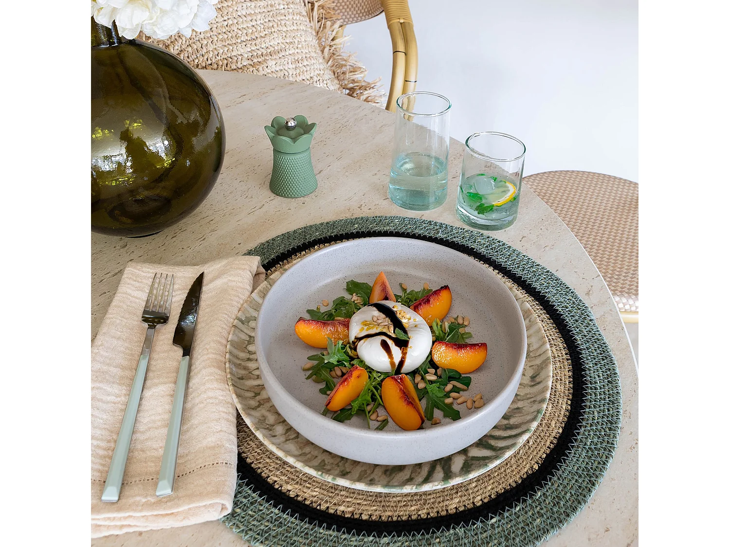 Novastyl - Lot 6 Assiettes Coupes Arita 20.5cm En Gres Gris