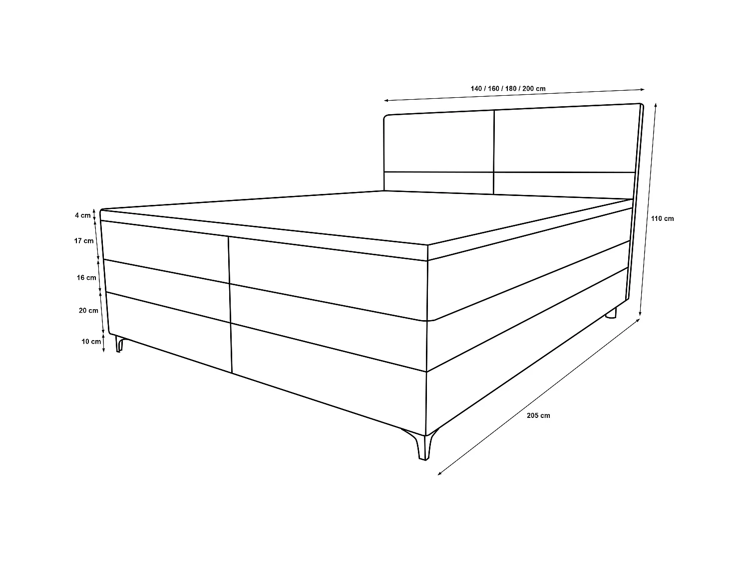 Boxspringbett LUKAS 180x200 Neve 02