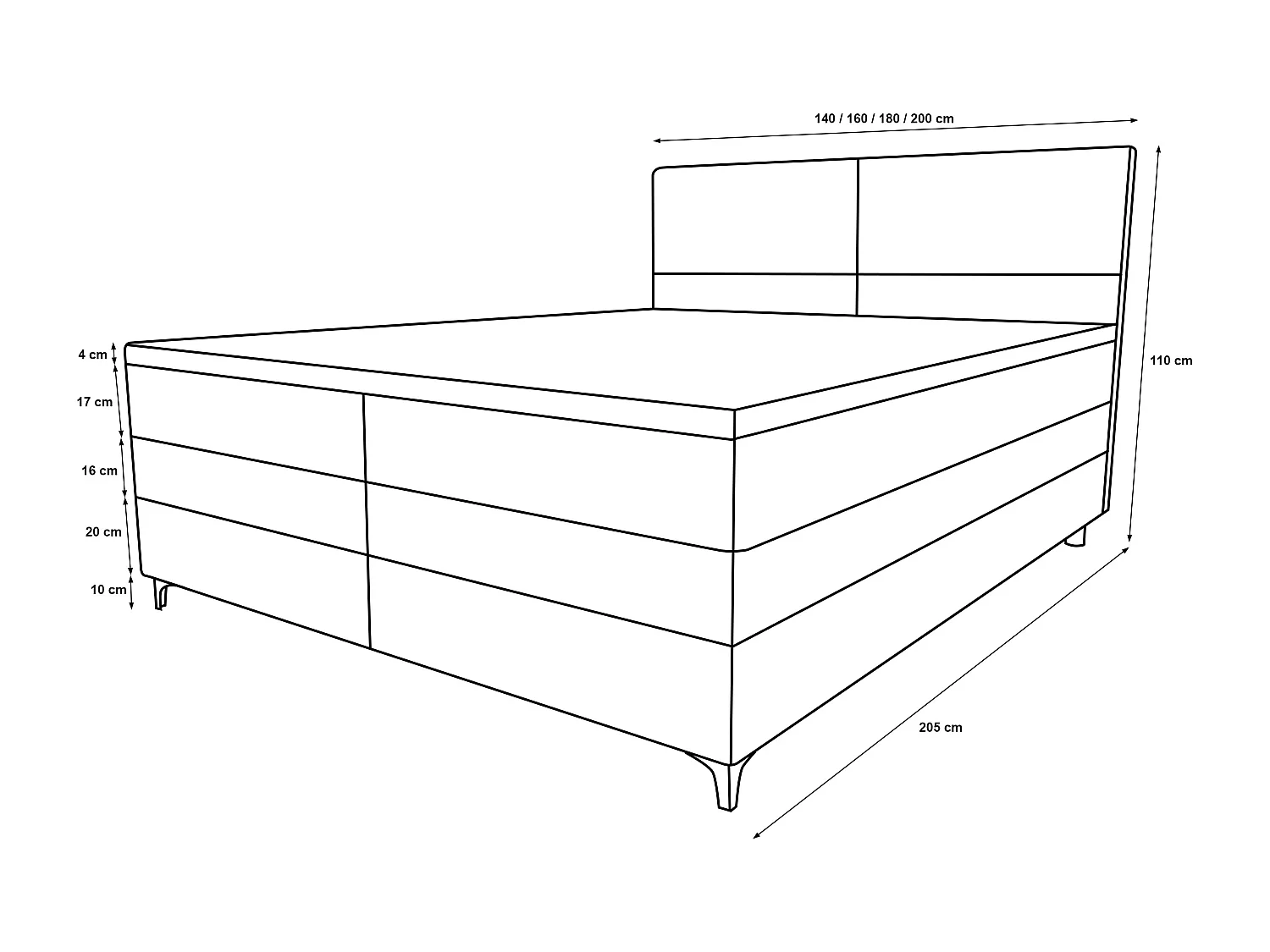 Łóżko kontynentalne LUKAS 160x200 Neve 80