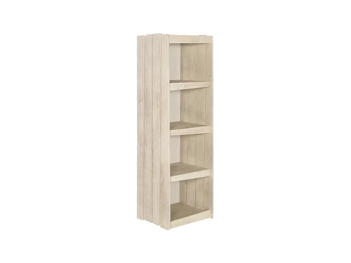 Bibliothèque enfant en pin blanc vieilli avec 4 niches - RECRE 4237