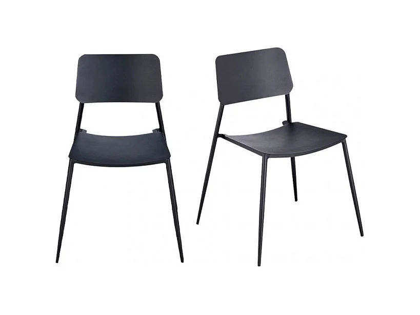 Lot de 2 chaises de jardin en acier gris anthracite - SCOLLA 7286