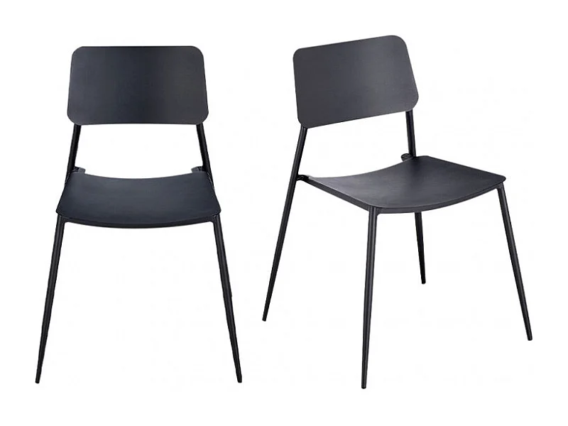 Lot de 2 chaises de jardin en acier gris anthracite - SCOLLA 7286