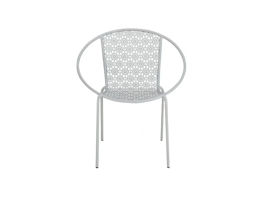 Lot de 2 fauteuils jardin motifs floraux métal gris - MARRAKECH 3349