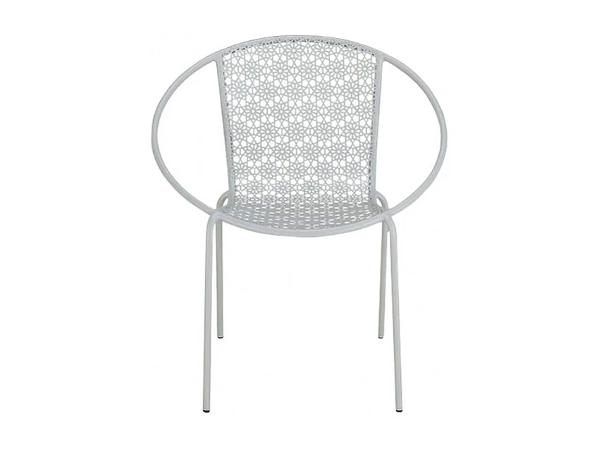 Lot de 2 fauteuils jardin motifs floraux métal gris - MARRAKECH 3349