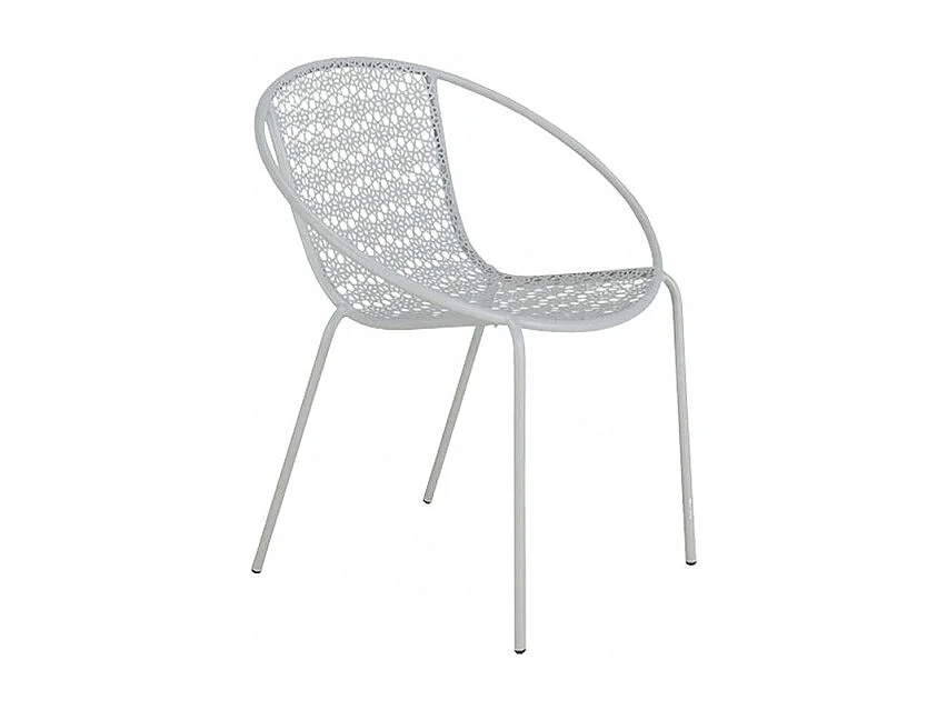 Lot de 2 fauteuils jardin motifs floraux métal gris - MARRAKECH 3349