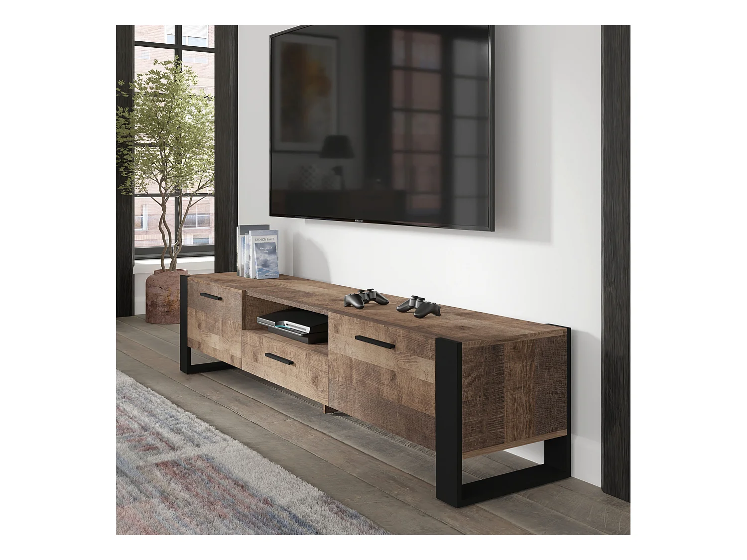 Mobile TV NUKA 200 cm rovere grana su piedini