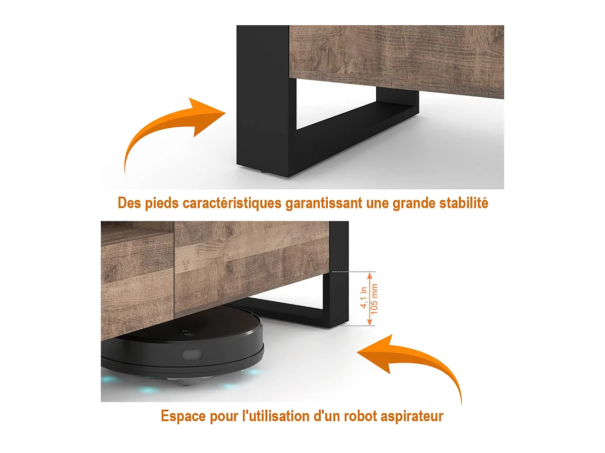 Mobile TV NUKA 200 cm rovere grana su piedini