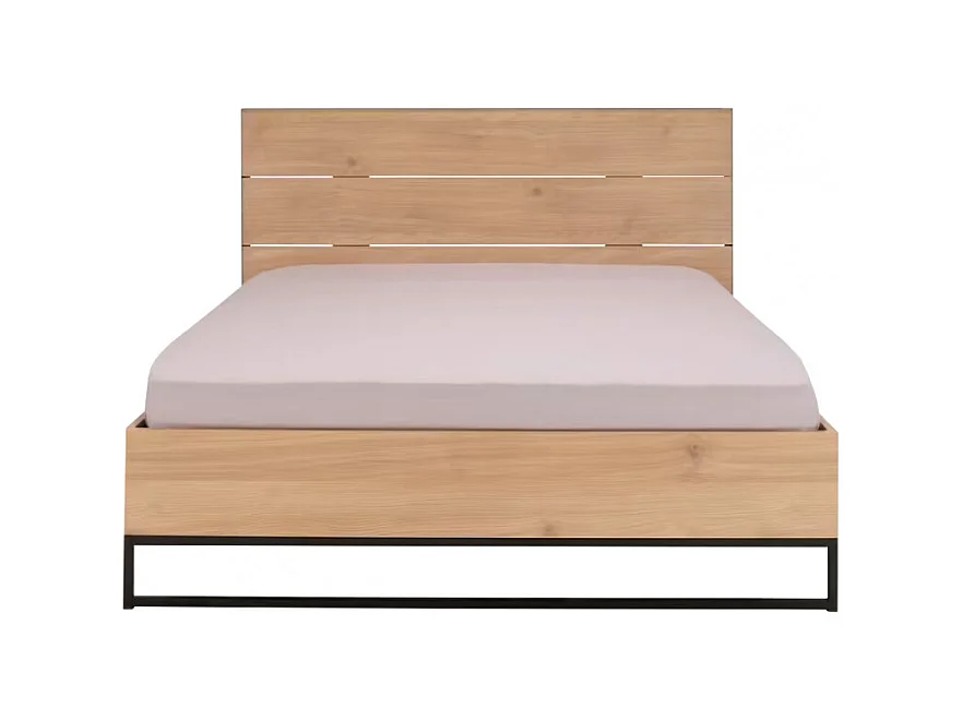 Lit 160 x 200 cm placage chêne avec tête de lit - PALO 1682