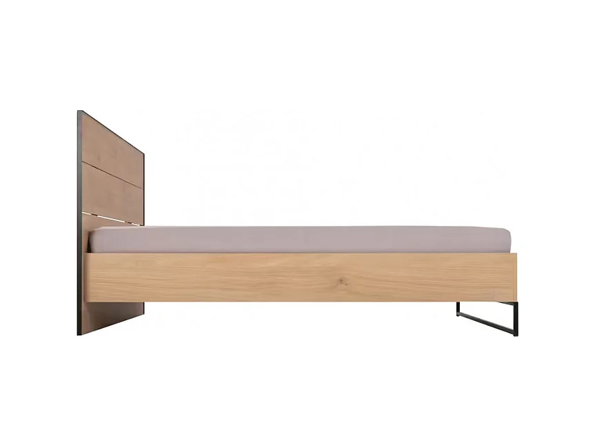 Lit 160 x 200 cm placage chêne avec tête de lit - PALO 1682