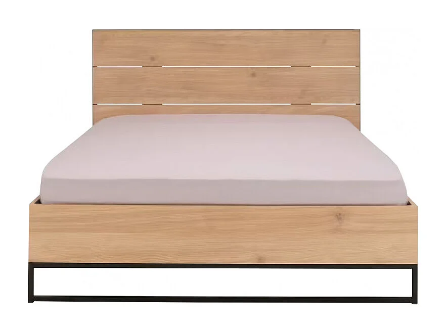 Lit 160 x 200 cm placage chêne avec tête de lit - PALO 1682