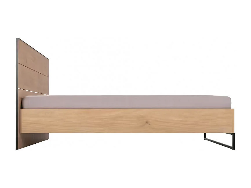 Lit 160 x 200 cm placage chêne avec tête de lit - PALO 1682