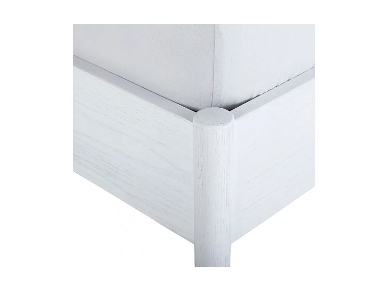 Lit 160 x 200 cm blanc plaqué frêne tête de lit barreaux - PADO 4527