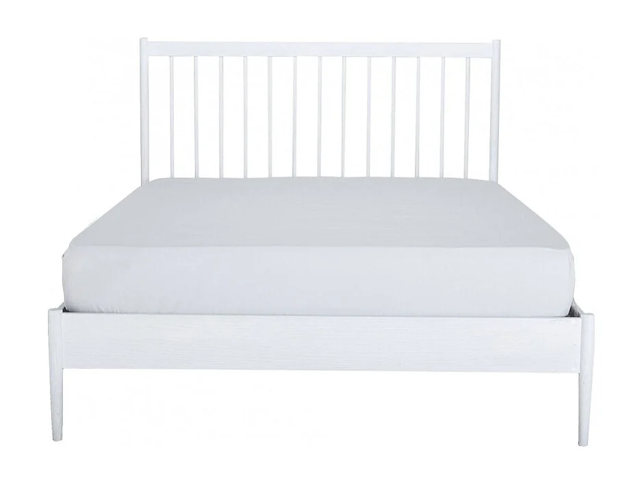 Lit 160 x 200 cm blanc plaqué frêne tête de lit barreaux - PADO 4527