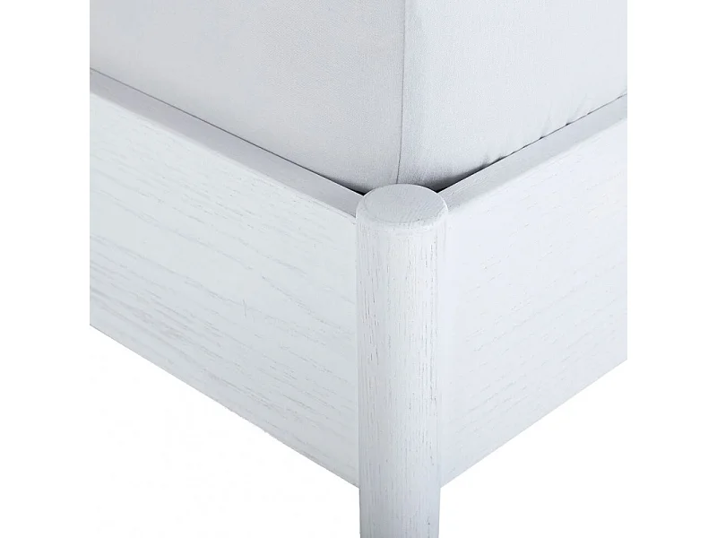 Lit 160 x 200 cm blanc plaqué frêne tête de lit barreaux - PADO 4527