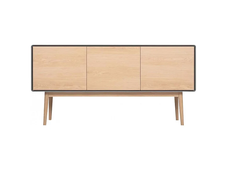 Buffet décor bois de chêne et gris pieds chêne massif - FLIT 3509