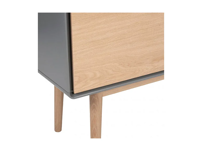 Buffet décor bois de chêne et gris pieds chêne massif - FLIT 3509
