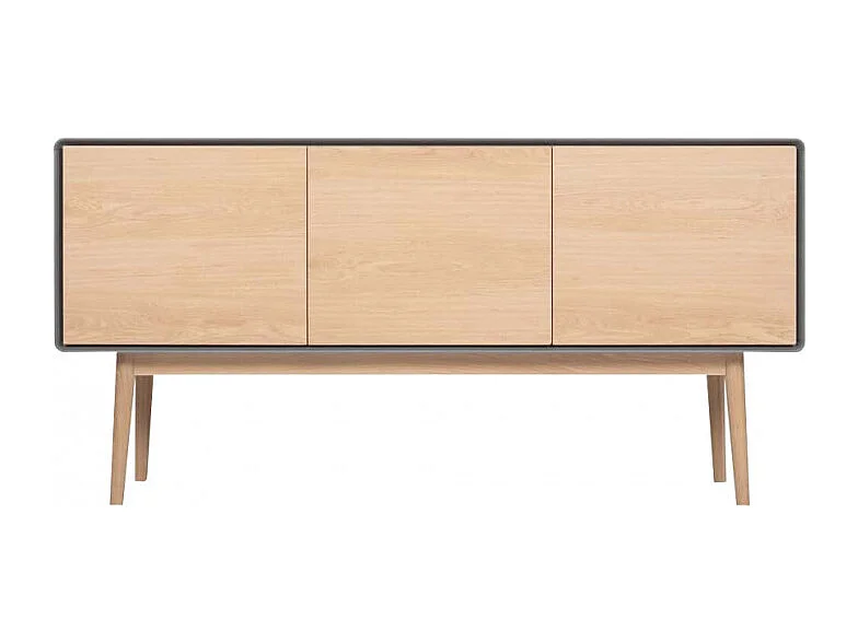 Buffet décor bois de chêne et gris pieds chêne massif - FLIT 3509
