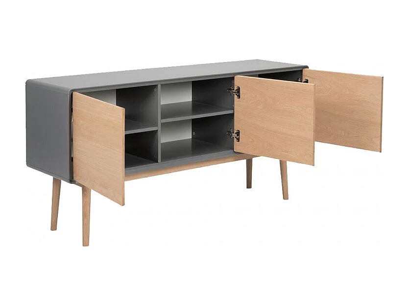 Buffet décor bois de chêne et gris pieds chêne massif - FLIT 3509