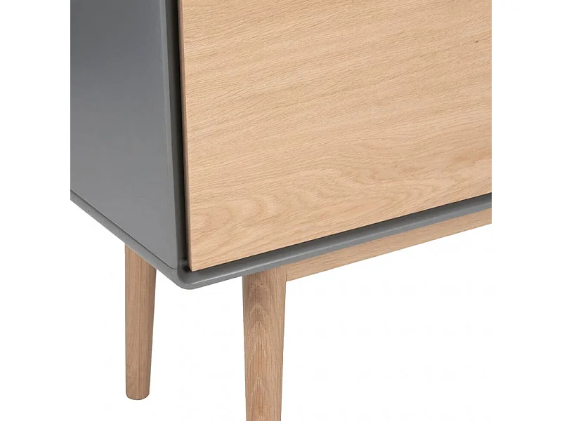 Buffet décor bois de chêne et gris pieds chêne massif - FLIT 3509