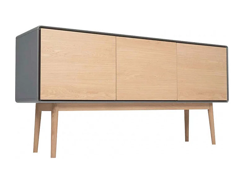 Buffet décor bois de chêne et gris pieds chêne massif - FLIT 3509