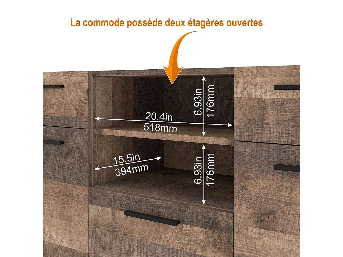 Dressoir NUKA C 155 cm in granage eiken