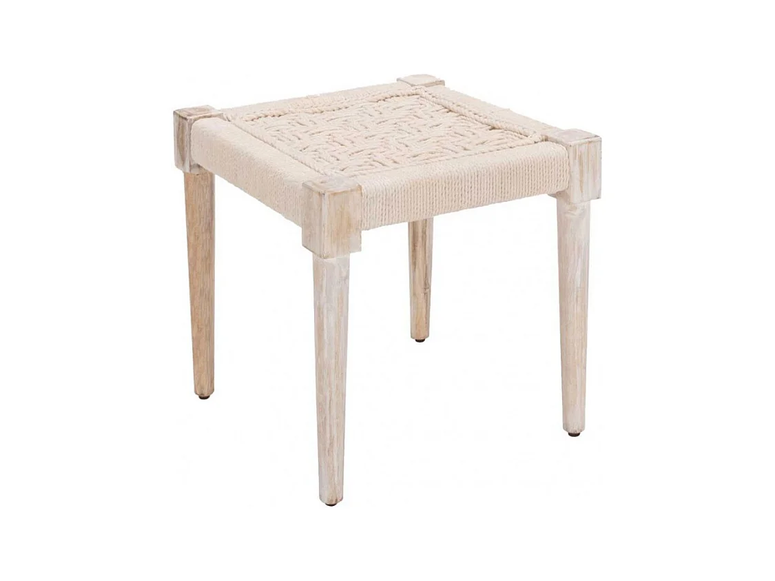 Tabouret en bois et corde blanc cassé - AGRA 7285