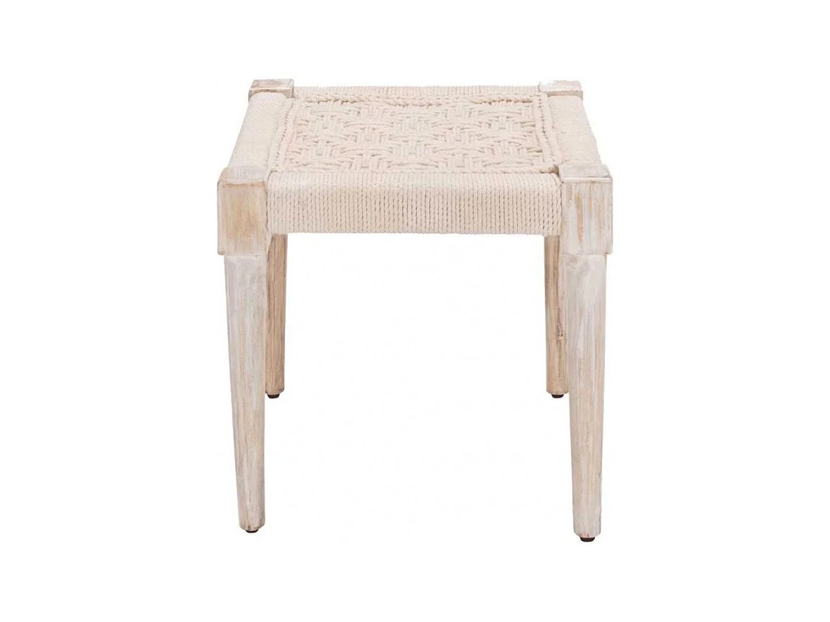 Tabouret en bois et corde blanc cassé - AGRA 7285