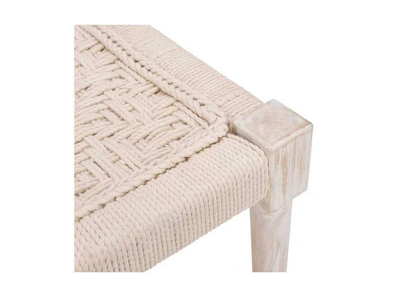 Tabouret en bois et corde blanc cassé - AGRA 7285