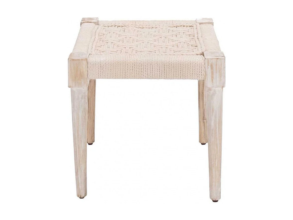 Tabouret en bois et corde blanc cassé - AGRA 7285