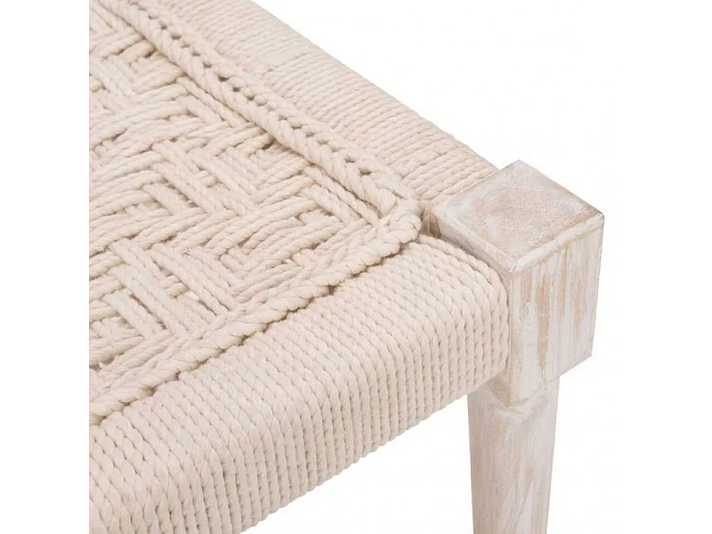 Tabouret en bois et corde blanc cassé - AGRA 7285