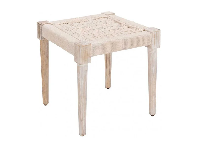 Tabouret en bois et corde blanc cassé - AGRA 7285