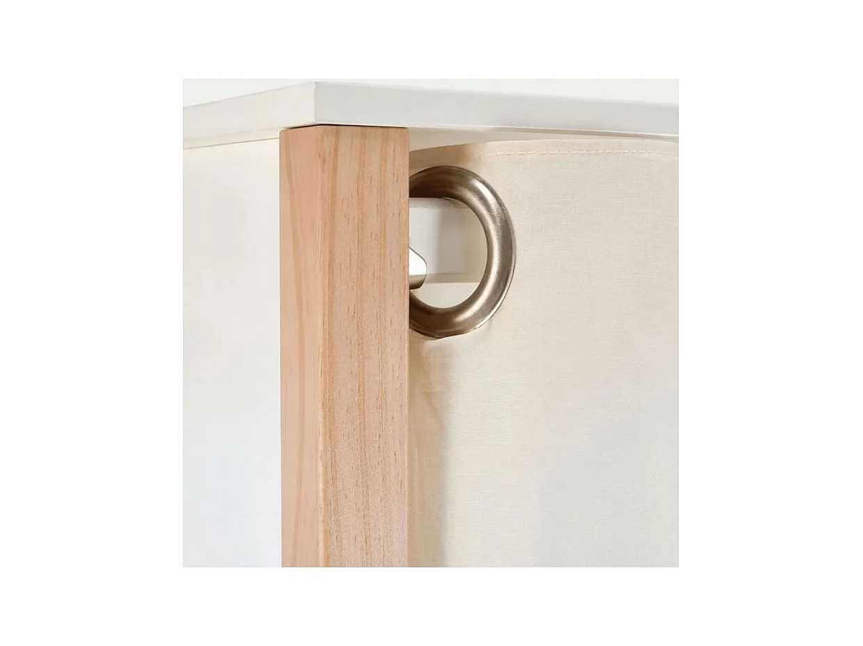Penderie multi rangement en bois et blanc uni avec rideau - TOM 0322