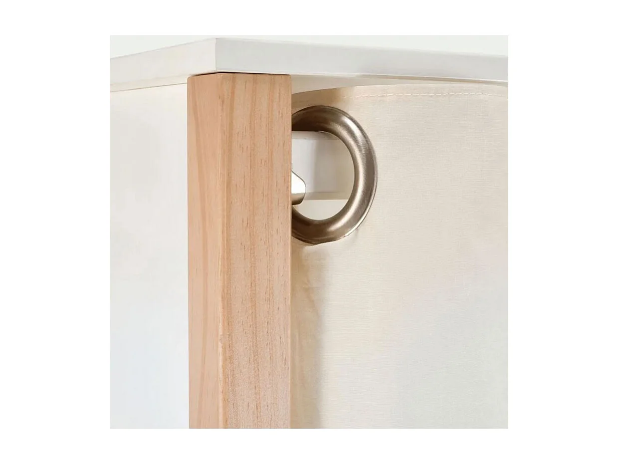 Penderie multi rangement en bois et blanc uni avec rideau - TOM 0322