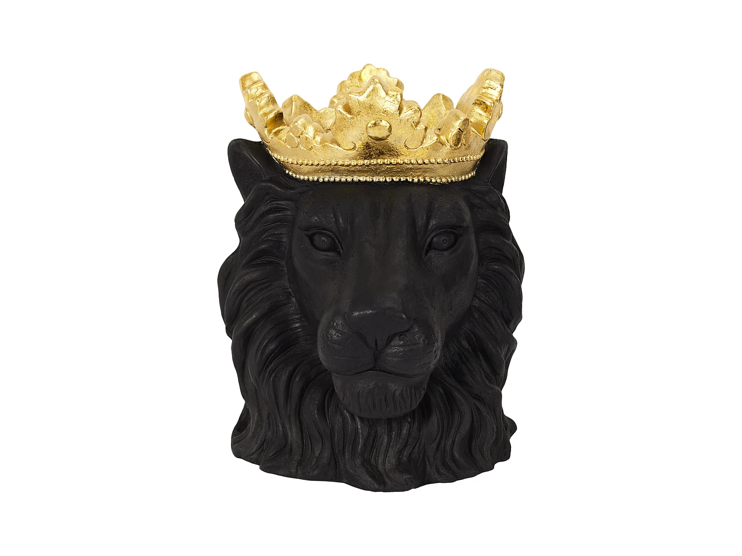 Cache Pot Lion Noir Couronne Doree D16cm Noir