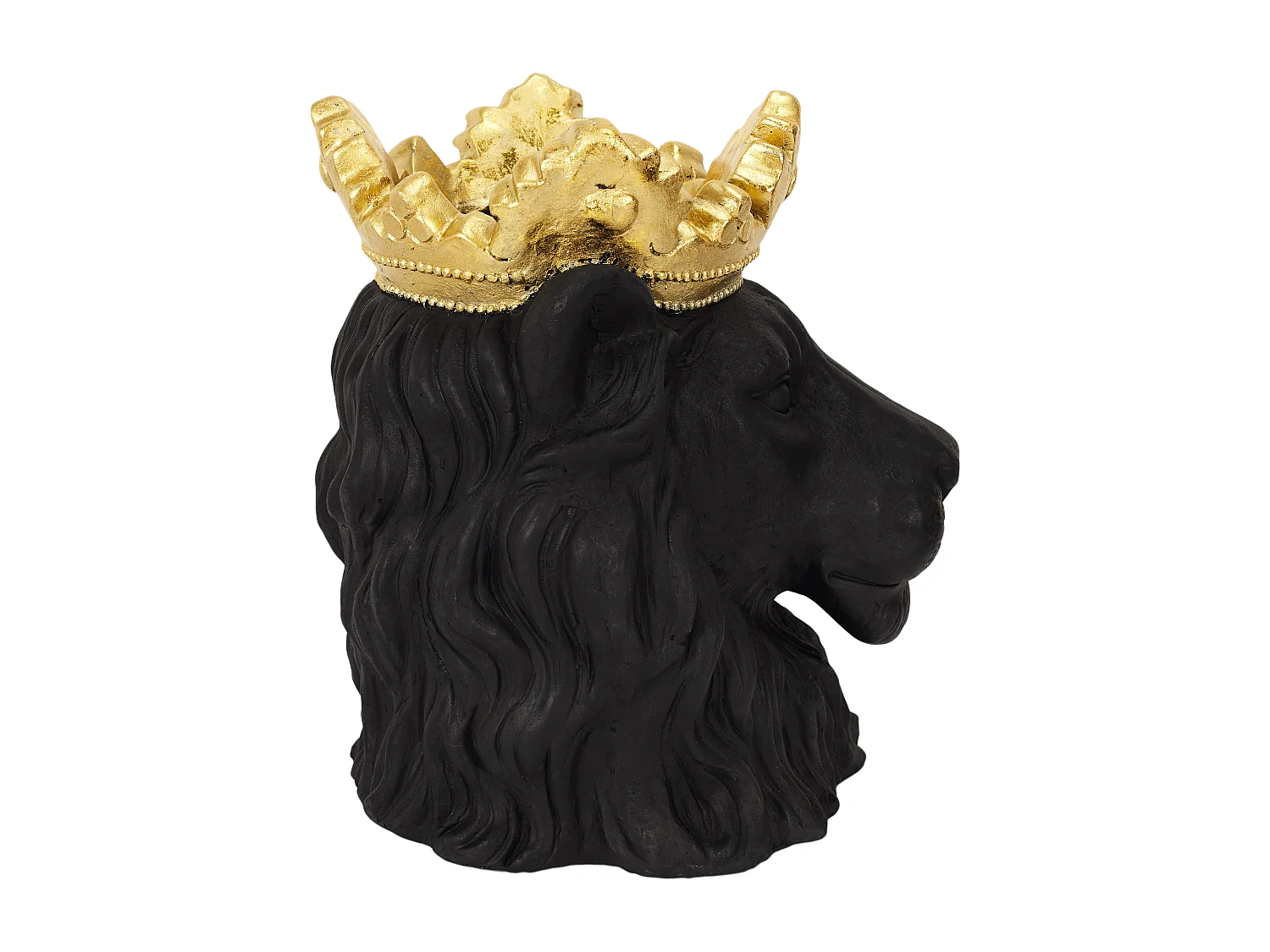 Cache Pot Lion Noir Couronne Doree D16cm Noir