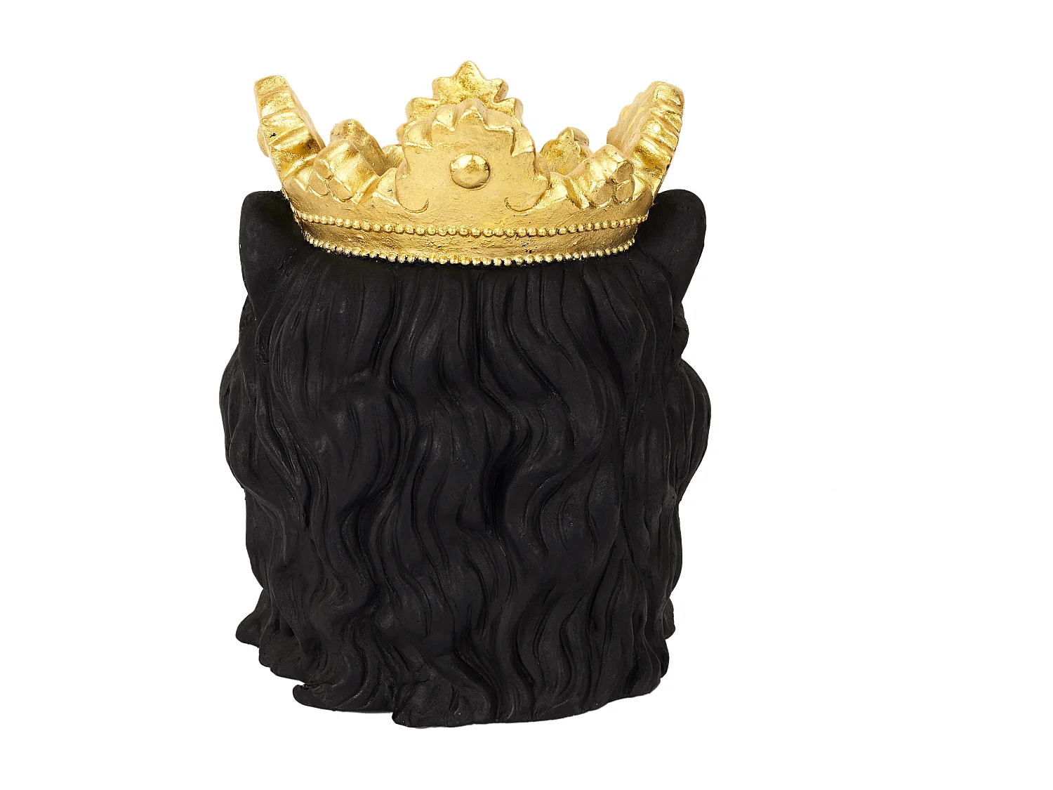Cache Pot Lion Noir Couronne Doree D16cm Noir