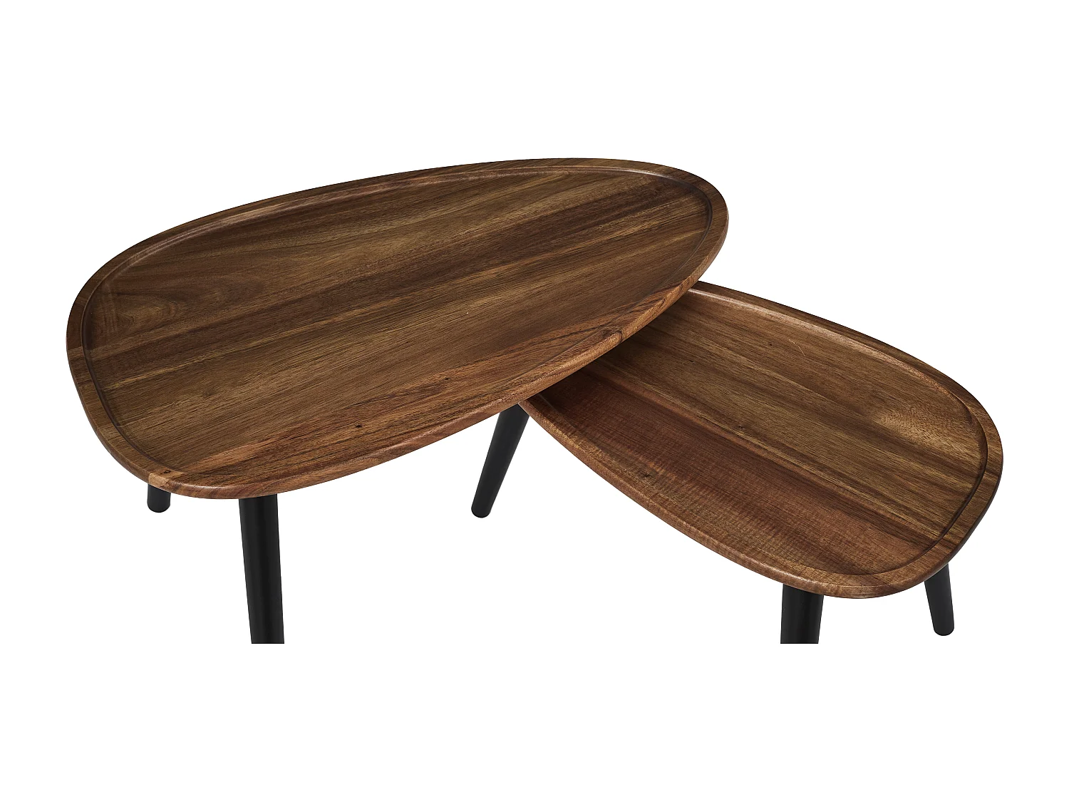 Table Gigogne Galet X2 Noir, Marron