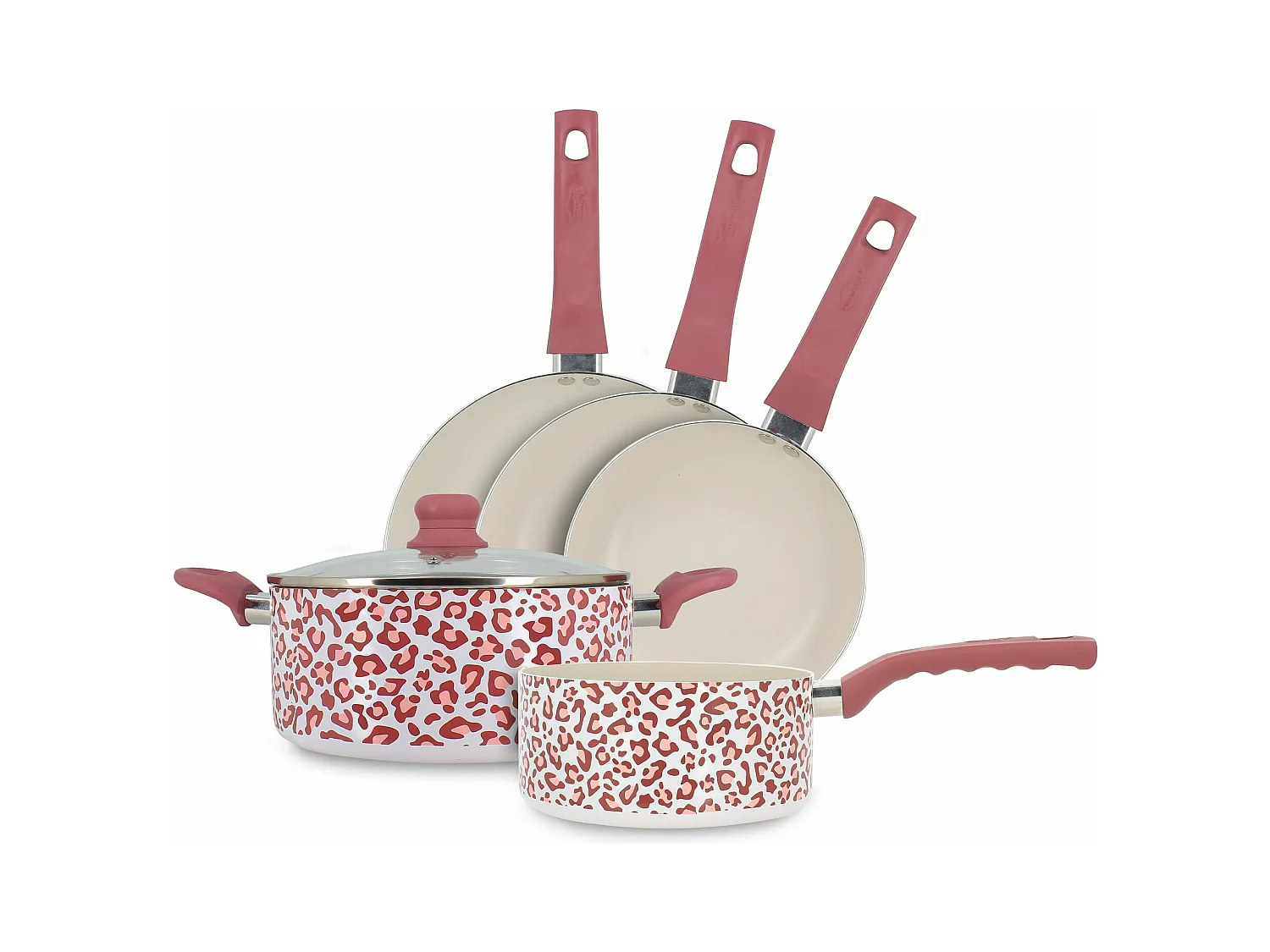 Menastyl - Lot De 5 Pieces Leopard En Aluminium Recycle Rose