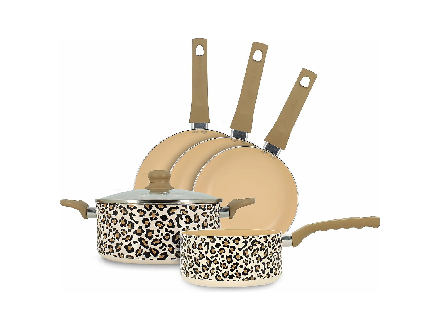 Menastyl - Lot De 5 Pieces Leopard En Aluminium Recycle Marron