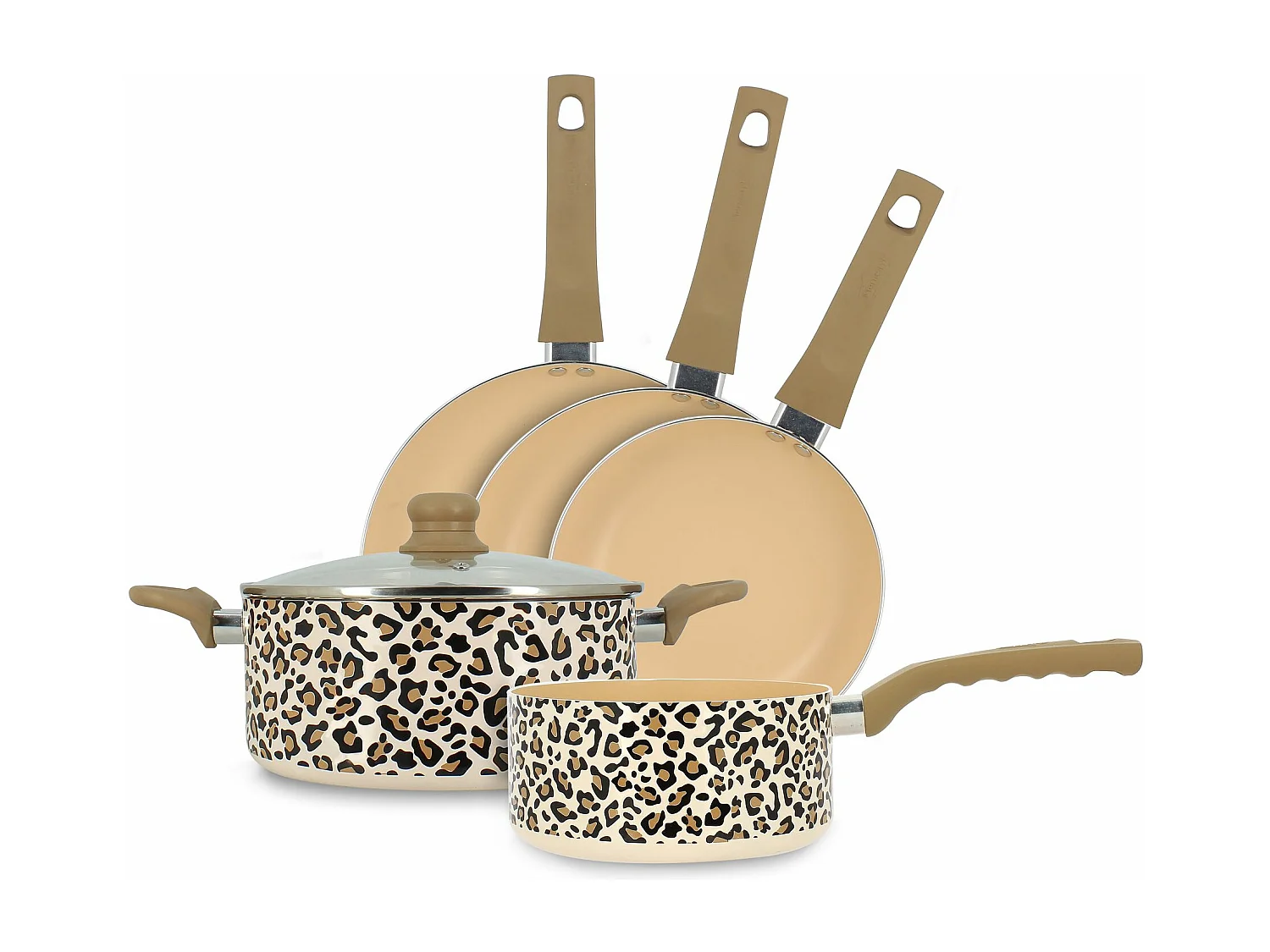 Menastyl - Lot De 5 Pieces Leopard En Aluminium Recycle Marron