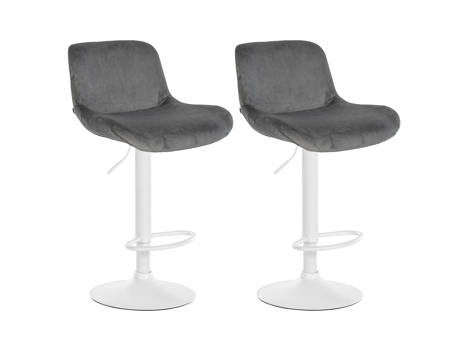 Lot de 2  Tabouret de bar - Velours - Gris foncé - Solon