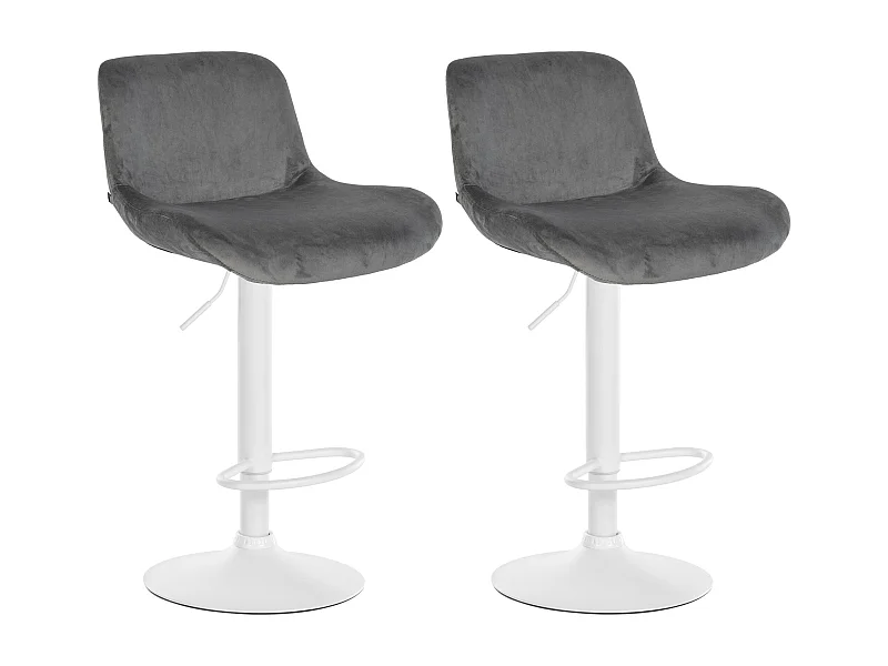 Lot de 2  Tabouret de bar - Velours - Gris foncé - Solon