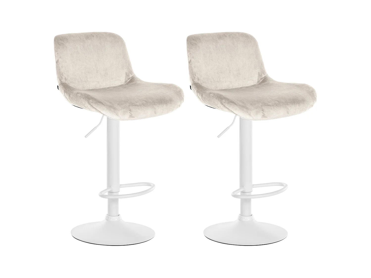 Lot de 2  Tabouret de bar - Velours - Crème - Solon