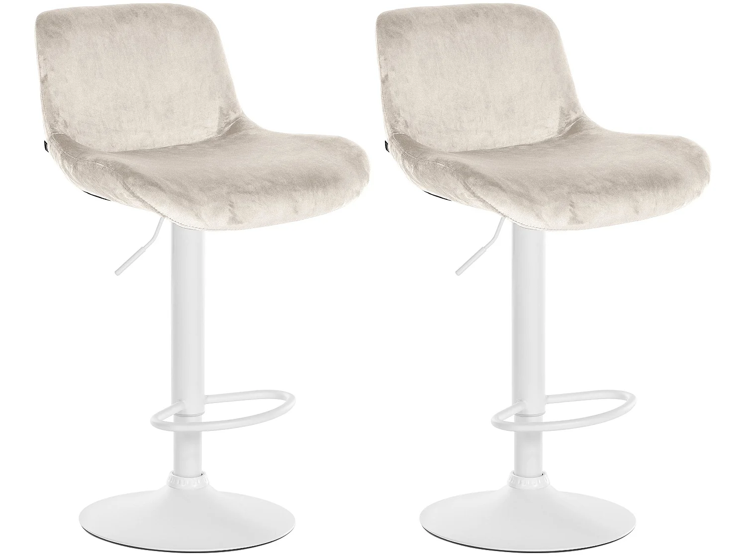 Lot de 2  Tabouret de bar - Velours - Crème - Solon