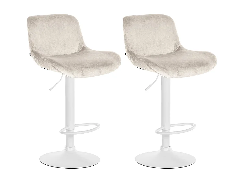 Lot de 2  Tabouret de bar - Velours - Crème - Solon