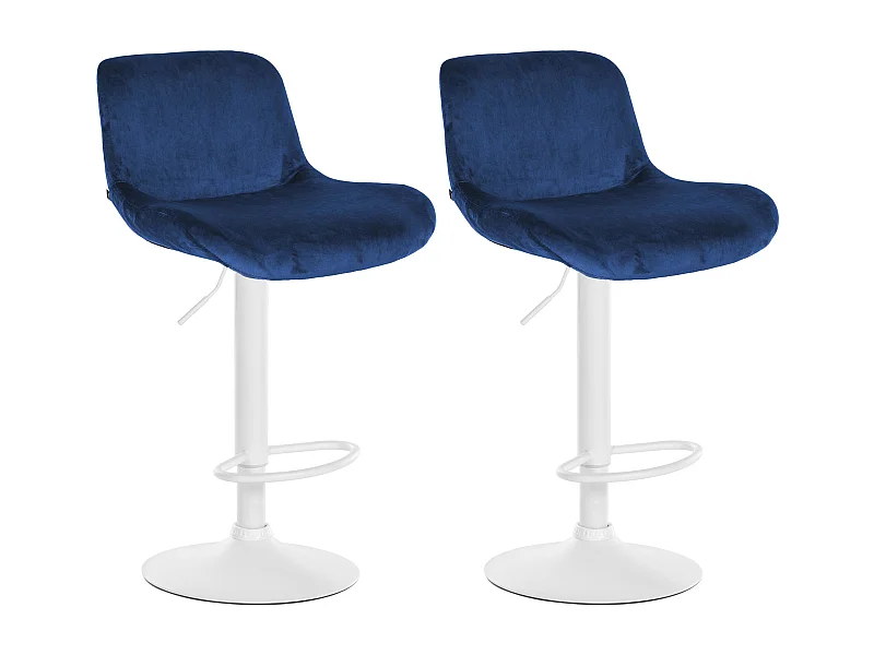 Lot de 2  Tabouret de bar - Velours - Bleu - Solon