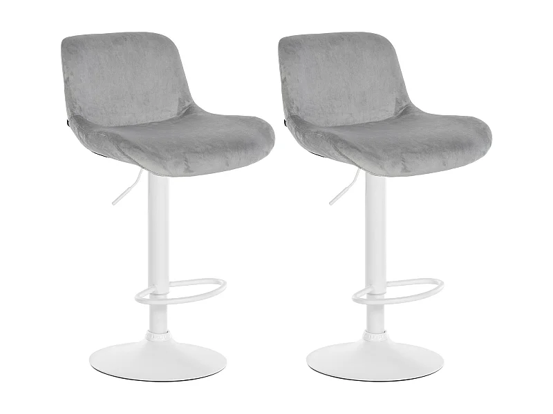 Lot de 2  Tabouret de bar - Velours - Gris - Solon